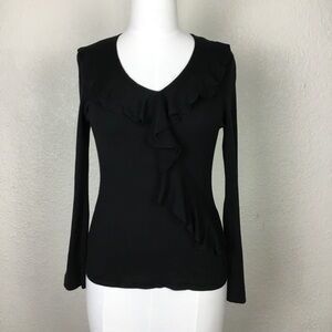 Ann Taylor Vintage Women’s Sz S Black Sweater Ruffles Silk Blend Lightweight.